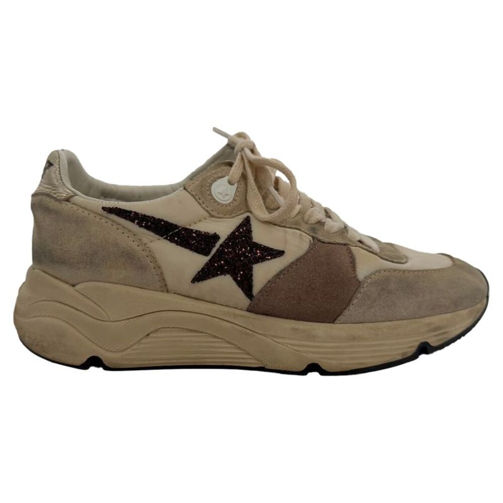 Golden Goose Running Sole Panelled Sneakers in White Nylon and Suede